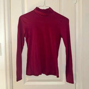 Anthropologie Pink Cotton Long Sleeve Turtleneck Top